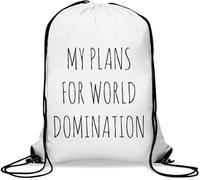 My Plans For World Domination Sac de gym décontracté avec cordon de serrage Blanc