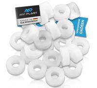 My Plast entretoises - douilles d'écartement pour la construction de terrasses, plaquettes de compensation rondes en plastique, 28 x 6,3 x 4 mm, 50 pièces, naturel
