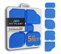 My Plast Kit de lissage de joints - Lot de 5 spatules à joints - Raclette plastique pour joints silicone & acrylique, coins, bords - Outil professionnel, avec chanfreins, kit - Bleu