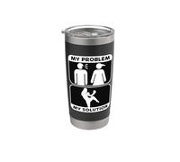 My Problem My Solution Pictogramme Mom Arts Martiaux Kickboxer Gobelet isotherme en acier inoxydable double paroi