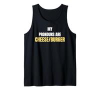 My Pronouns are Cheese/Burger Funny Food Humor Tees and More Débardeur