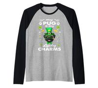 My Pug is My Lucky Charm Dog St Patricks Day Dogs Lovers Manche Raglan