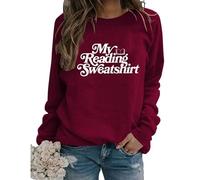 My Reading Sweatshirt Gift for Book Lover Womens Funny Letter Print Crewneck Graphic Pullover Tops Librarian Shirt
