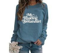 My Reading Sweatshirt Gift for Book Lover Womens Funny Letter Print Crewneck Graphic Pullover Tops Librarian Shirt