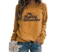 My Reading Sweatshirt Gift for Book Lover Womens Funny Letter Print Crewneck Graphic Pullover Tops Librarian Shirt
