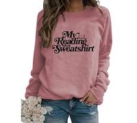 My Reading Sweatshirt Gift for Book Lover Womens Funny Letter Print Crewneck Graphic Pullover Tops Librarian Shirt