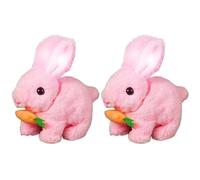 My Realistic Bunny - 2Pcs Jouets Électroniques pour Animaux de Compagnie, Jouet de Lapin Interactif avec Carotte, Lapin en Peluche Réaliste avec Saut, Secousses et Oreilles Tremblantes, pour 3+ Enfant