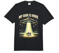My Ride is Here Funny UFO Alien Rencontre Amateurs de Science-Fiction Comfort Colors Adult Heavyweight T-Shirt