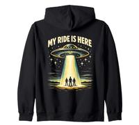 My Ride is Here Funny UFO Alien Rencontre Amateurs de Science-Fiction Sweat à Capuche