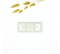 My Rock Way Palette rectangulaire en céramique Fait Main 100% Porcelaine pour Peinture d'aquarelle 3 Trous - Carré Triple