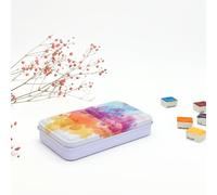 My Rock Way Petite Boîte Portable Colourful Days en métal pour Aquarelle avec 14 Demi-Godets, Palette de mélange et Anneau de Pouce. Boîte d'aquarelle de Voyage légère, Parfait pour Un Cadeau
