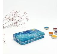 My Rock Way Petite Boîte Portable Firework Sparkle en métal pour Aquarelle avec 14 Demi-Godets, Palette de mélange et et Fond Plat. Boîte d'aquarelle de Voyage légère, Parfait pour Un Cadeau