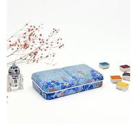 My Rock Way Petite Boîte Portable Whisper of Flower en métal pour Aquarelle avec 14 Demi-Godets, Palette de mélange et Anneau de Pouce. Boîte d'aquarelle de Voyage légère, Parfait pour Un Cadeau