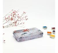 My Rock Way Petite Boîte Portable « Winter Plum » en métal pour Aquarelle avec 14 Demi-Godets, Palette de mélange et Fond Plat. Boîte d'aquarelle de Voyage légère, Parfait pour Un Cadeau