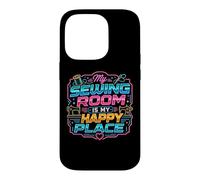 My Sewing Room is My Happy Place Retro Futuriste Couture Coque pour iPhone 14 Pro