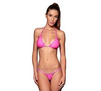 my sexy bikini - Mini Maillot de Bain String Femme Transparent en Fine Tulle - Palm Beach Fuchsia (Bas: 40/42 | Haut: 2)
