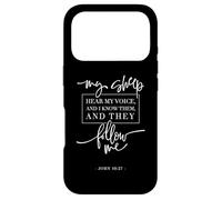 My Sheep Know My Voice and The Follow Me Jesus Bible Citation Coque pour iPhone 17 Pro