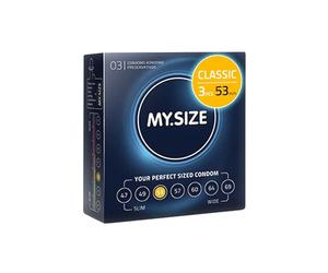 MY.SIZE Classic Préservatifs taille 3 I 53 mm de large I 3 pièces paquet d'essai I premium extra fins I ultra-tendres I paroi fine de 0,07 mm