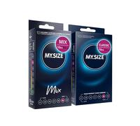 MY.SIZE Mix LOT taille 6, 64 mm : 10 préservatifs Classic + 10 préservatifs en 4 sortes excitantes, aromatisés, coloré, perlés & classiques