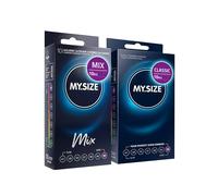 MY.SIZE Mix LOT taille 7, 69 mm : 10 préservatifs Classic et 10 préservatifs disponibles dans 4 variétés excitantes, aromatisés, coloré, perlés et classiques