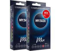 MY.SIZE Mix préservatifs 60mm 20 pièces - Taille XXL | Variétés : bleu, rouge arôme fraise, nervuré, naturel | Préservatifs premium | Marque allemande | Épaisseur 0,07mm | en latex de caoutchouc