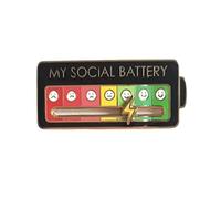 My Social Battery Broche en émail pour conversion d'humeur : indicateur de batterie sociale amusant, humeur 7 jours, mignon, créatif pour homme et femme, Émail