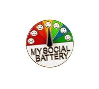 My Social Battery Broche en émail pour introvertis, broche interactive d'expression créative pour introvertis, cadeau pour personne silencieuse et antisociale, broche d'humeur émotionnelle, insigne