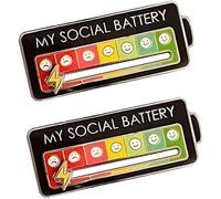 My Social Battery Broche humoristique en émail avec 7 niveaux Emoji pour introvertis Cadeau, ONE SIZE, Métal