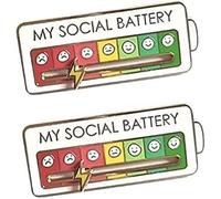 My Social Battery Broche humoristique en émail avec 7 niveaux Emoji pour introvertis Cadeau, ONE SIZE, Métal