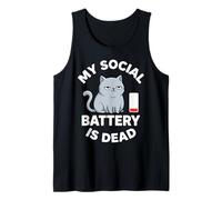My Social Battery is Dead Cat Funny Introvertis Débardeur