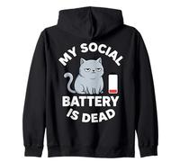 My Social Battery is Dead Cat Funny Introvertis Sweat à Capuche