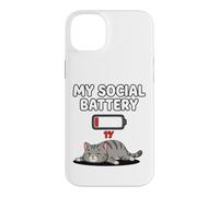 My Social Battery Low Cat Design pour Les introvertis Coque pour iPhone 14 Plus
