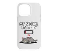 My Social Battery Low Cat Design pour Les introvertis Coque pour iPhone 14 Pro Max