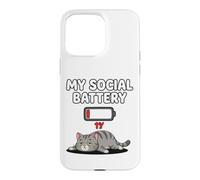 My Social Battery Low Cat Design pour Les introvertis Coque pour iPhone 15 Pro Max