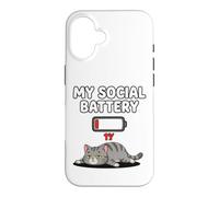 My Social Battery Low Cat Design pour Les introvertis Coque pour iPhone 16