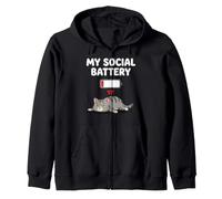 My Social Battery Low Cat Design pour Les introvertis Sweat à Capuche