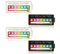 My Social Battery Pin 4 Pièces, Broches Humeur Personnalisable Batterie Sociale Noir et Blanc, Broches Amusantes pour Exprimer Votre Humeur Quotidienne 7 Jours de la Semaine