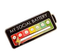 My Social Battery Pin Funny Social Mood Broche Social Battery Pin Interactive Fonctionnelle Esthétique Broche Épinglettes en émail, taille unique, Émail