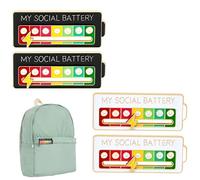 My Social Battery Pin Lot de 4 broches de batterie sociale amusantes blanches et noires, utilisables pendant 7 jours, broches de batterie sociale pour sacs, broches de badge, conviennent pour les