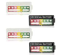 My Social Battery Pin - Set de 4 pins social battery avec 7 Émotions Ajustables - Accessoires Élégants en pour Exprimer Votre Humeur (Noir et Blanc)