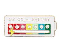 My Social Battery Pins, broche d'humeur sociale amusante pour 7 jours, badge d'épingle d'humeur, épingles d'humeur interactives avec curseur réglable, jolie broche d'expression créative