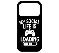 My Social Life is Loading Funny Gamer Citations Coque pour iPhone 17 Pro