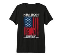 My Son Has Your Back Proud Firefighter Dad American Flag T-Shirt Haut de Gamme