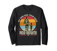 My Son Has Your Back Proud Firefighter Dad Fathers Day Manche Longue