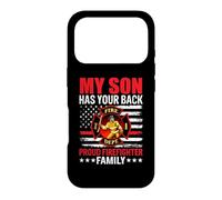 My Son Has Your Back Proud Firefighter Family American Flag Coque pour iPhone 17 Pro