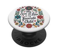 My Son in Law is My Favorite Child Couronne Florale Humour PopSockets PopGrip Adhésif
