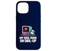 My Soul Runs on Dial Up Retro Computer Meme, Internet des années 90 Coque pour iPhone 15