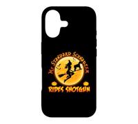 My Standard Schnauzer Rides Shotgun Dog Halloween Costume Coque pour iPhone 17