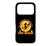 My Standard Schnauzer Rides Shotgun Dog Halloween Costume Coque pour iPhone 17 Pro