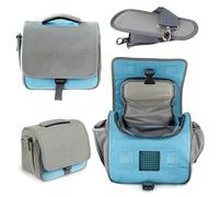 My Stitchery® Sac pour conteur d’Histoires (par ex. Faba Box, Toniebox), bandoulière rembourré, contenir jusqu'à 15 Personnages, écouteurs et Chargeur, Bleu, Voyage, Enfants